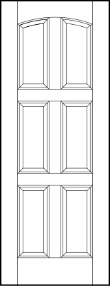 custom panel interior doors with six horizontal equal sunken panels with slight arch top