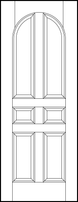 custom panel interior doors with six vertical sunken panels and half circle top arch