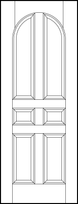 custom panel front entry doors with six vertical sunken panels and half circle top arch