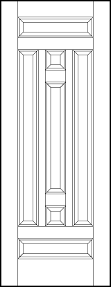 custom panel interior doors with seven sunken panels two horizontal on top and bottom and two small squares