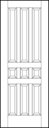 custom panel interior doors with six vertical and three small center square sunken panels