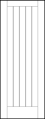 tongue and groove interior door with top and bottom panels with v-groove lines between and two outer v-groove lines