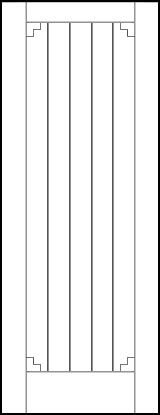 tongue and groove interior door & center top and bottom panels, two outer v-groove lines & corner accent