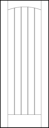 tongue and groove interior door with top and bottom panels with center lines and two outer v-groove lines & arch top