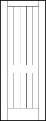 tongue and groove front entry door with six center v-groove vertical lines with top, center, and bottom panels