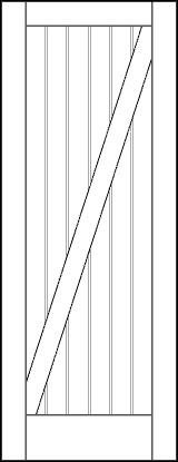 v groove interior doors with six vertical rail appearance with one large diagonal rail pattern