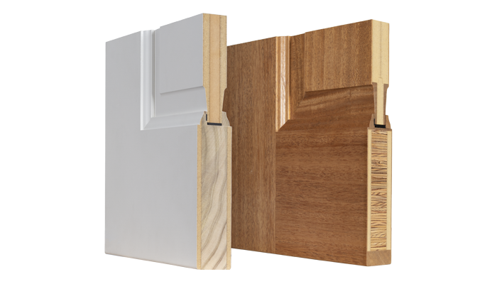Cross section samples showing Resilient® and Reserve® wood entry door construction