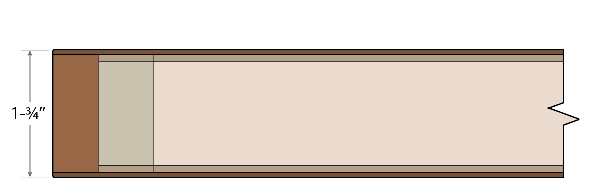 1-¾" Flush Wood Door Cross Section