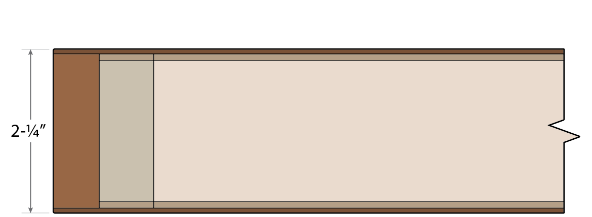 2-¼" Flush Wood Door Cross Section
