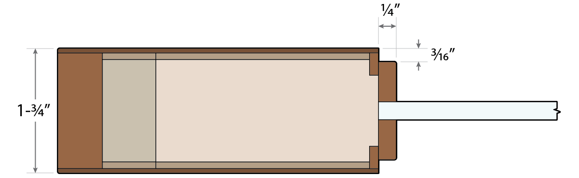 1-¾" Flush Wood Door with Glass Cross Section