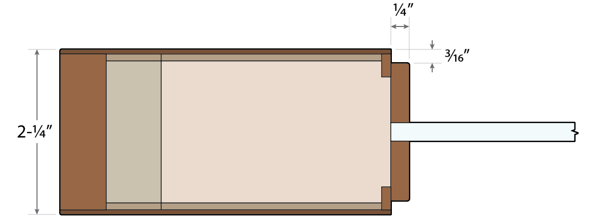 2-¼" Flush Wood Door with Glass Cross Section