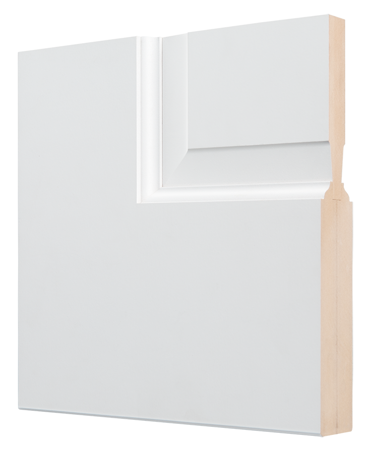 corner detail of MDF door with Linea moulding