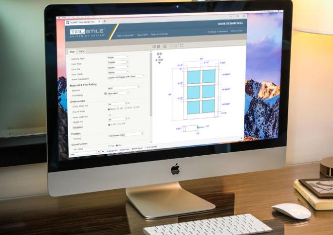 Screen shot of a barn door being design with the TruStile Door Tool
