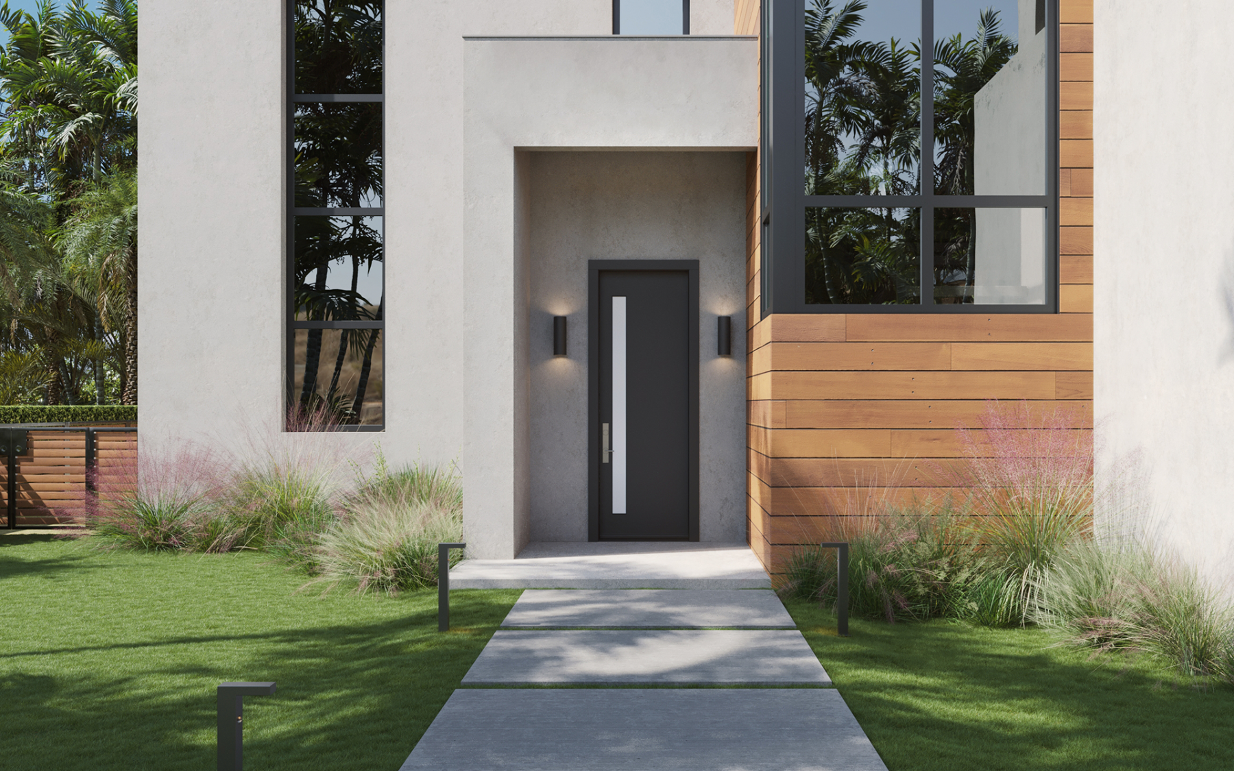 TMFG1010 entry door on modern concrete home