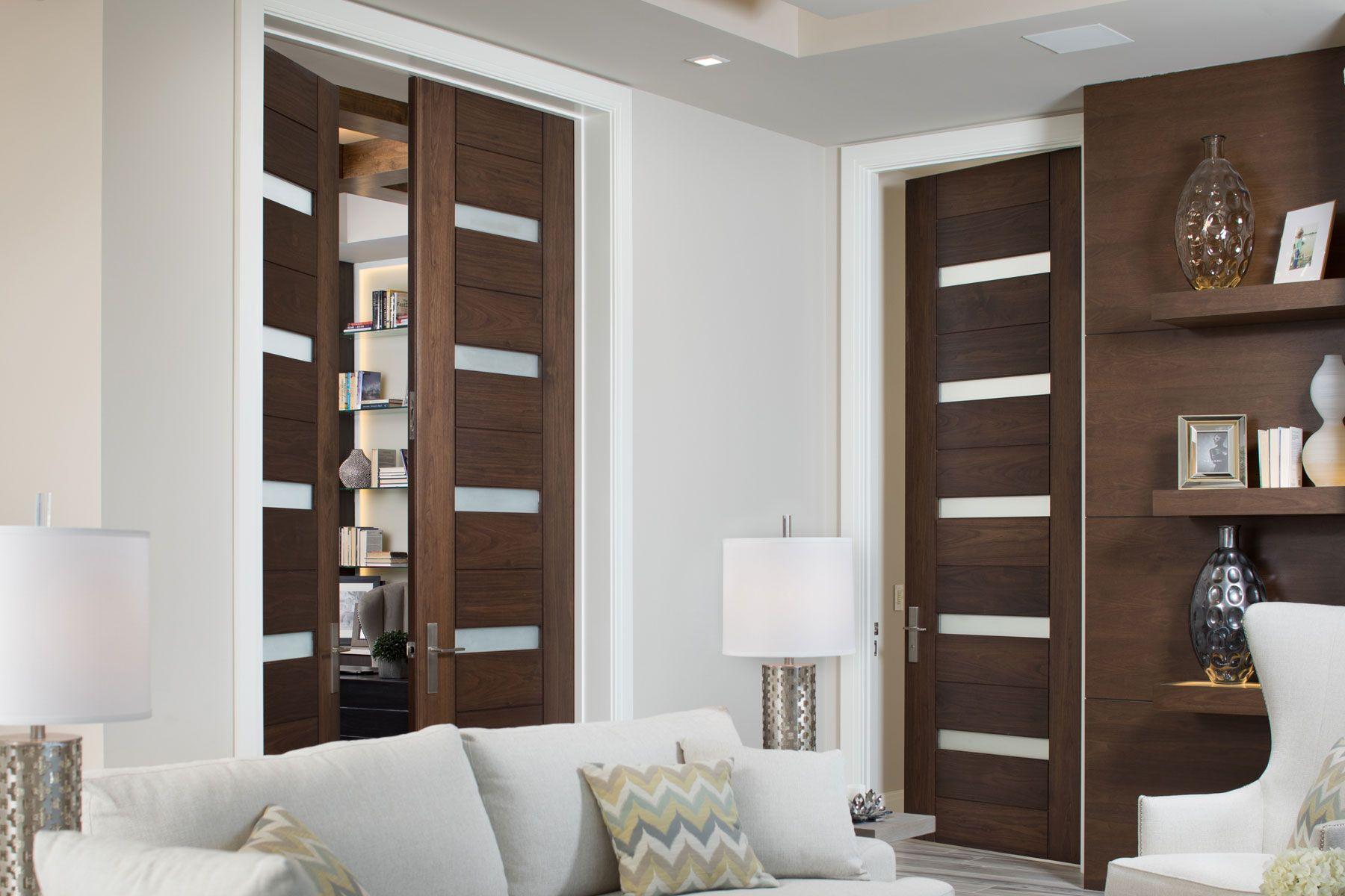 dual dark artistic barn doors with four frosted glass inserts