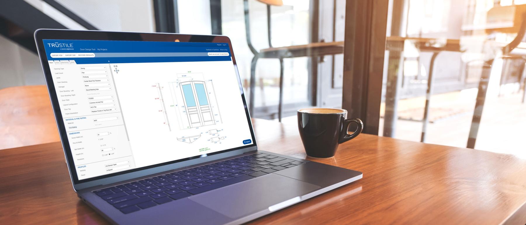 design your own door tool program on a laptop