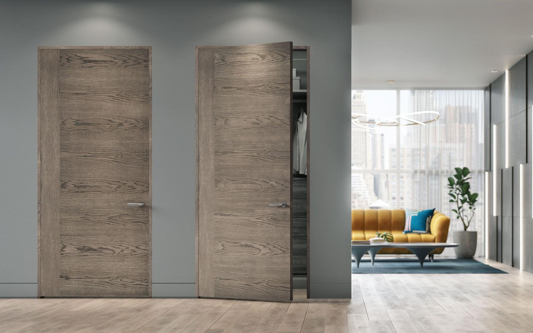 two oak flush interior doors