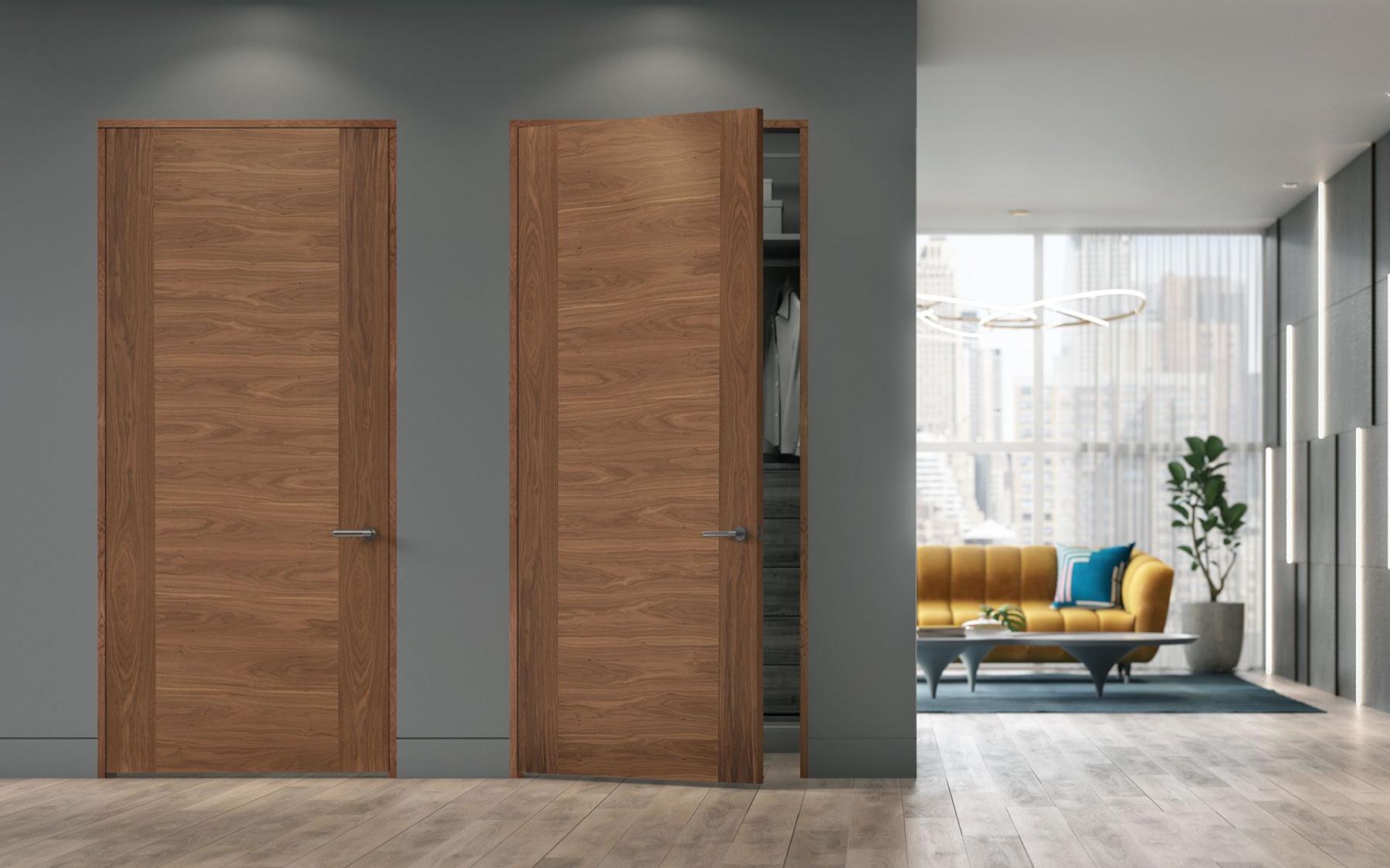 two walnut flush interior doors