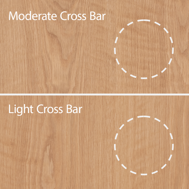 Details of plain sawn white oak showing light and moderate cross bar in grain