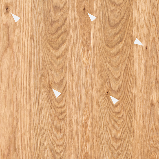 detail of plain sawn white oak showing pin knots