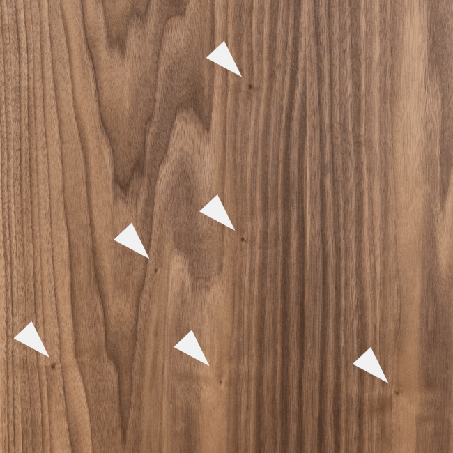 Walnut sample showing pin knots