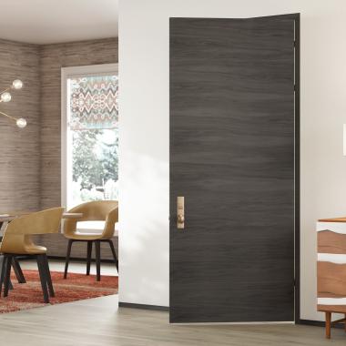 TMF1000 modern flush wood door in walnut with Slate stain.