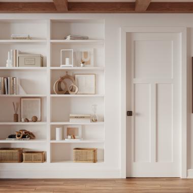 TS3300 white mdf door near a bookshelf. 