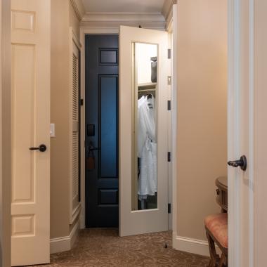 TS3100 closet door in MDF features an inset mirror, Roman Ogee (OG) sticking and Scoop (B) panel.