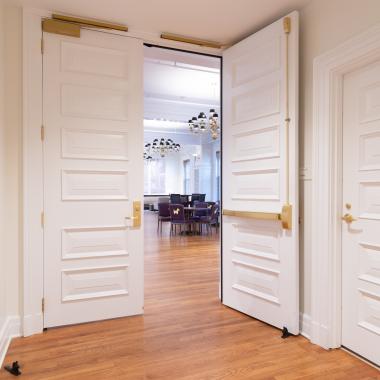 Custom multi-panel doors in MDF with Bolection Moulding (BM) and Senior Raised (E) panel.