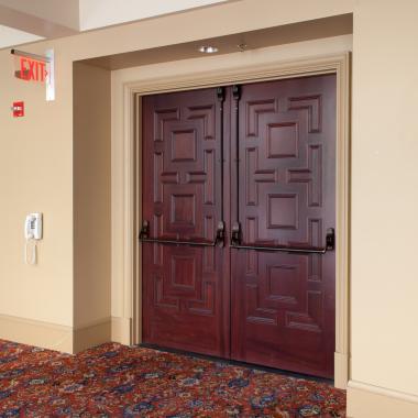 Custom mahogany doors built for the restoration of the California Theatre.