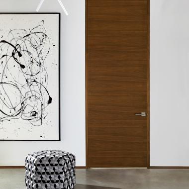 TMF1000 flush door in walnut with Nutmeg stain
