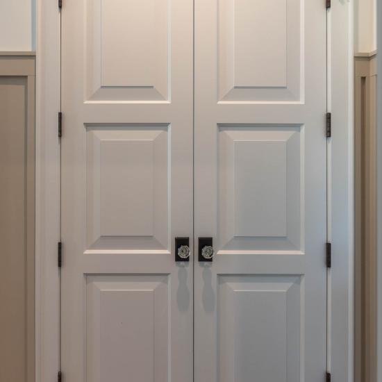 Pair of TS3000 closet doors in MDF with Bevel (BV) sticking and Senior Bevel (F) panel