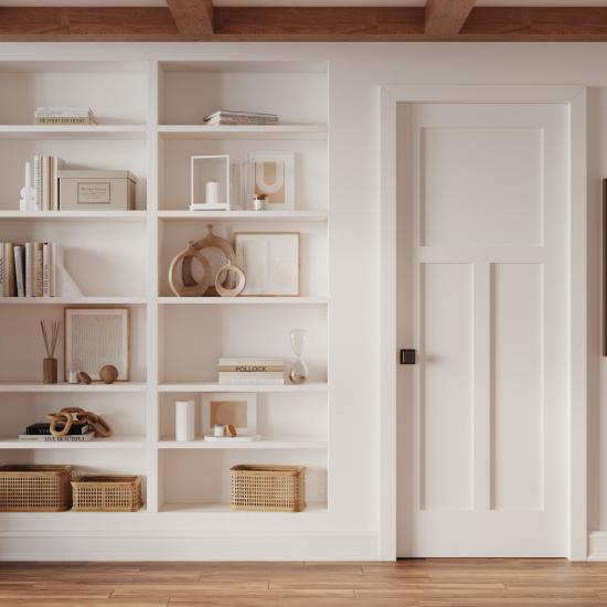 TS3300 white mdf door near a bookshelf. 