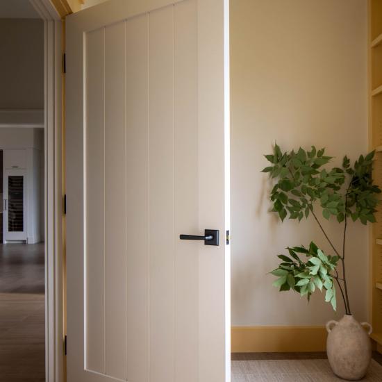 Rustic modern VG1010 in MDF with Square Stick (SS) sticking and Flat (C) panel with standard V-groove profile and plank size.