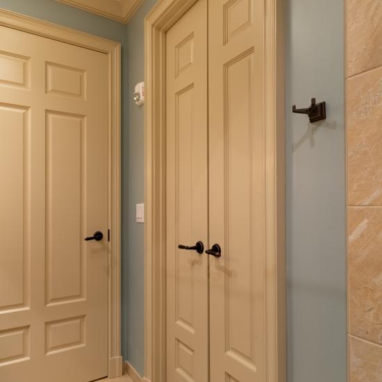 Pair of TS3070 doors in MDF with Roman Ogee (OG) sticking and Scoop (B) panel. Coordinating TS6050 to left.