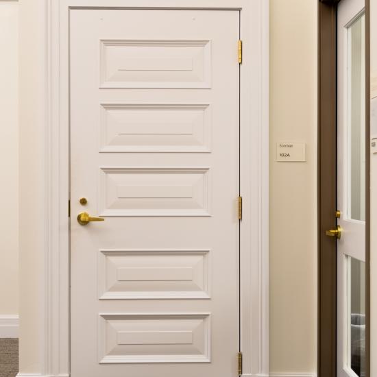 Custom 5-panel door in MDF with Bolection Moulding (BM) and Senior Raised (E) panel.