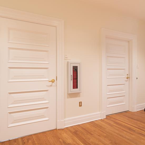 Custom multi-panel doors in MDF with Bolection Moulding (BM) and Senior Raised (E) panel.