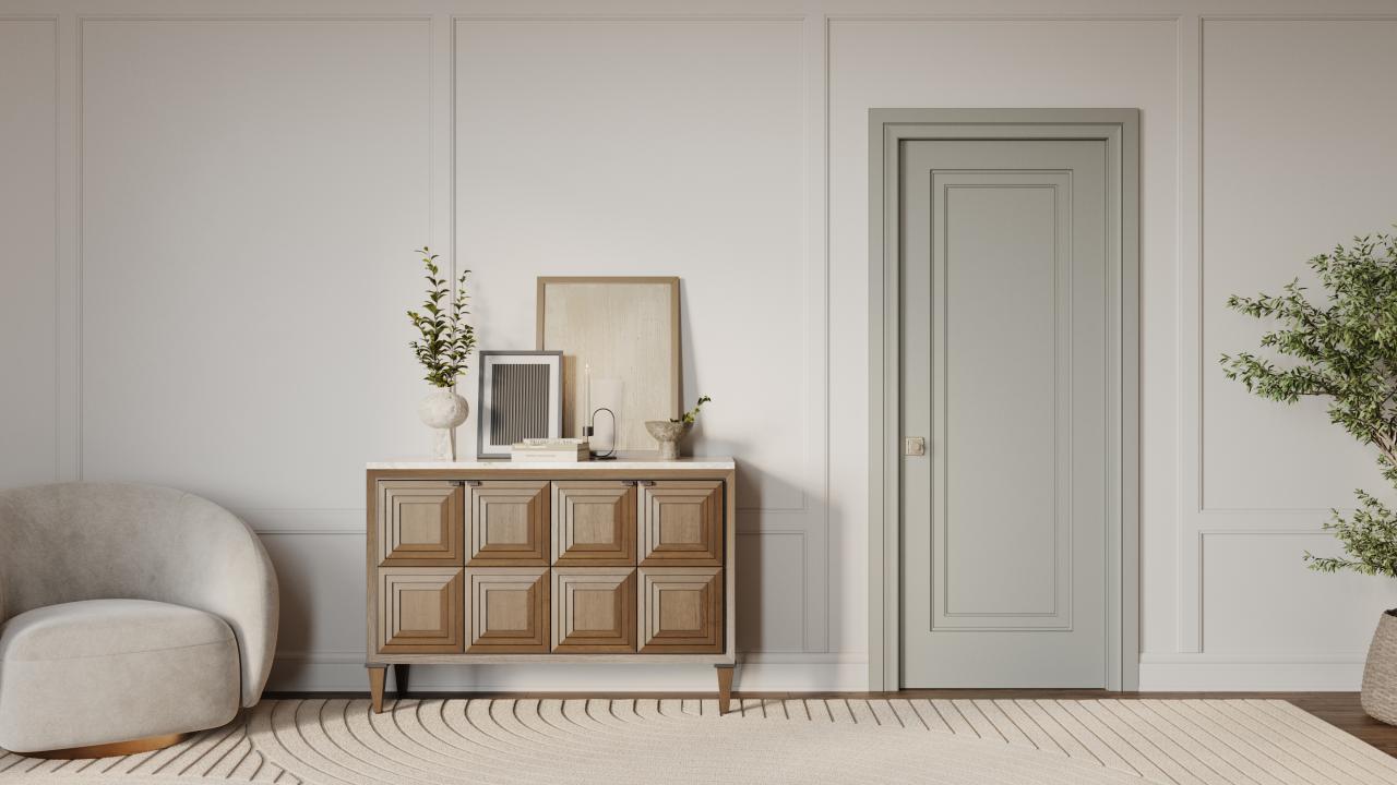 TS1000 mdf panel door set in a transitional style space.
