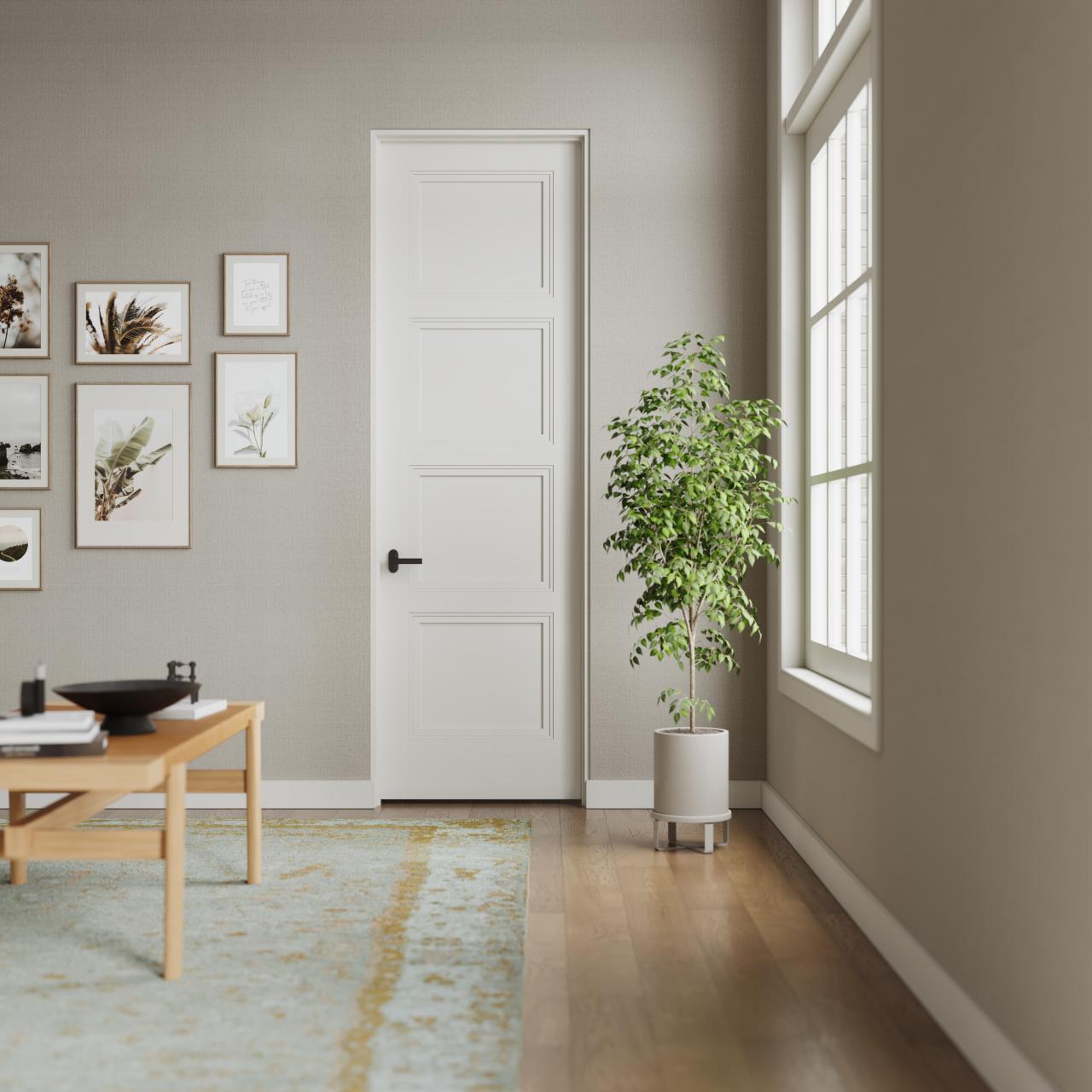 TS4100 in MDF, S4S two tiered applied moulding with flat (C) panel, and drywall return jamb
