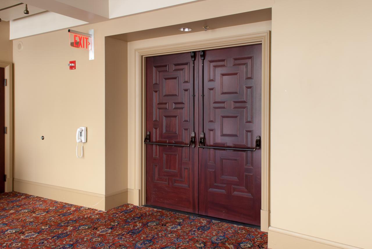 Custom mahogany doors built for the restoration of the California Theatre.