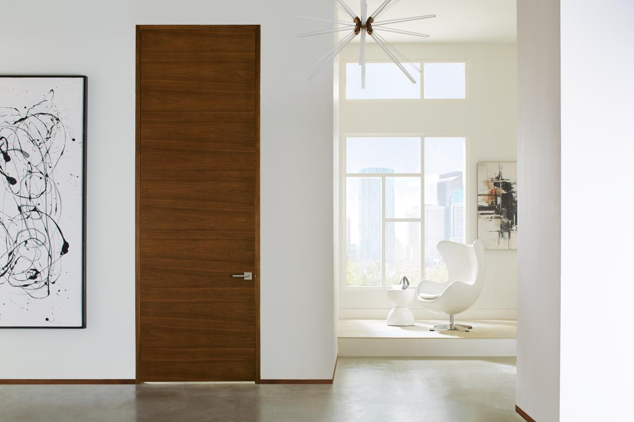TMF1000 flush door in walnut with Nutmeg stain