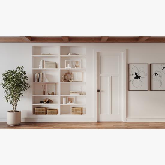 TS3300 white mdf door near a bookshelf. 