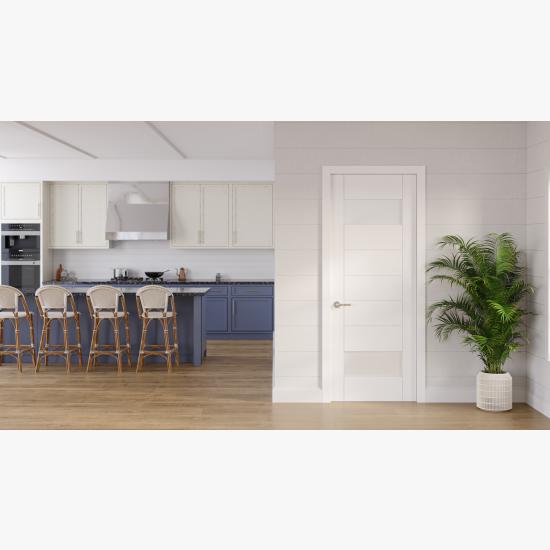 tm9110 modern door set in a light, coastal kitchen.