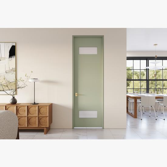 TMFG2012 in MDF with stopped-in white lami glass and flush-to-wall with jamb reveal