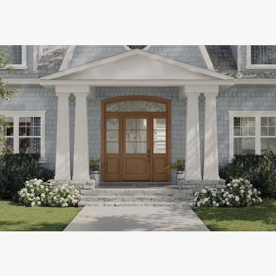 PL106 entry system in white oak with Quarter Round (QR) sticking and Raised (A) panel