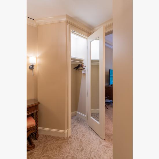 TS3100 closet door in MDF features an inset mirror, Roman Ogee (OG) sticking and Scoop (B) panel.