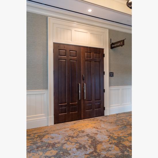 Pair of TS6050 doors in maple with Roman Ogee (OG) sticking and Scoop (B) bladder-pressed panel.