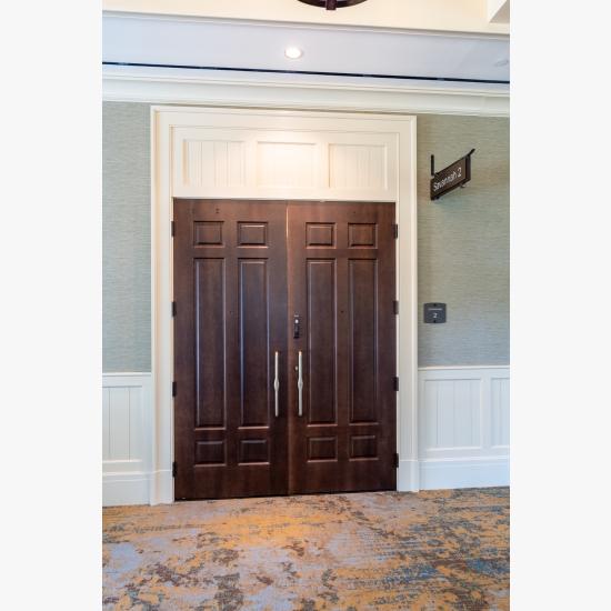 Pair of TS6050 doors in maple with Roman Ogee (OG) sticking and Scoop (B) bladder-pressed panel.