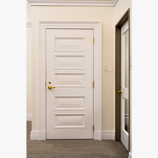 Custom 5-panel door in MDF with Bolection Moulding (BM) and Senior Raised (E) panel.