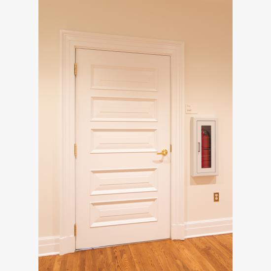 Custom 5-panel door in MDF with Bolection Moulding (BM) and Senior Raised (E) panel.